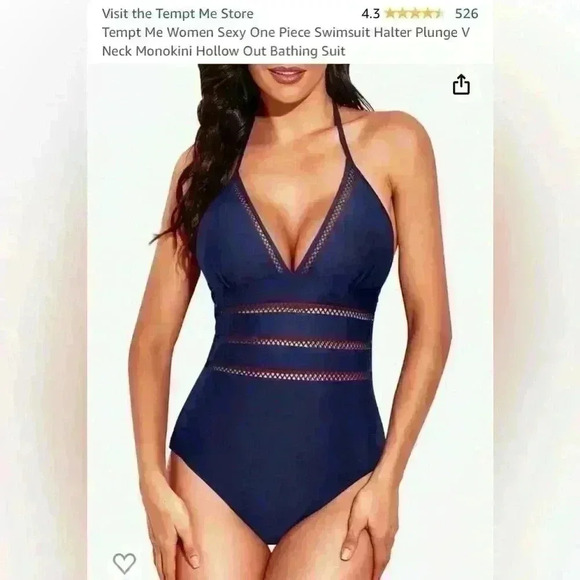 Tempt Me Women Sexy One Piece Swimsuit Halter Plunge V Neck Monokini Large- NWT - Picture 1 of 10